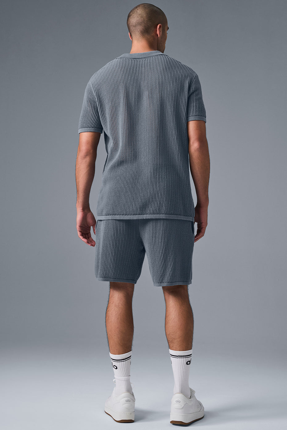 Open-Knit Polo - Steel Grey