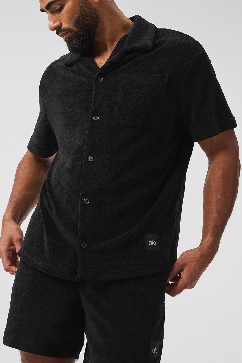 Coastal Terry Button Up - Black