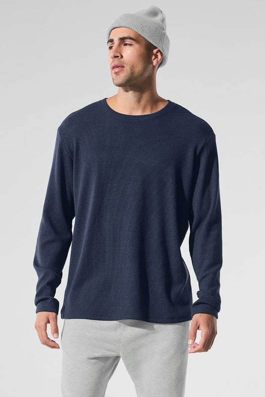 Elevate Waffle Long Sleeve Crew - Navy