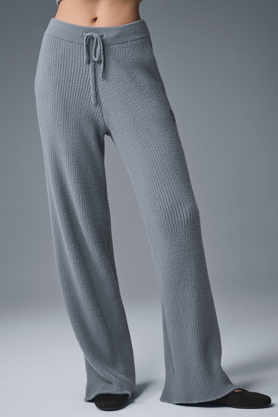 Snuggle Up Sweater High-Waist Wide Leg Pant - Steel Grey